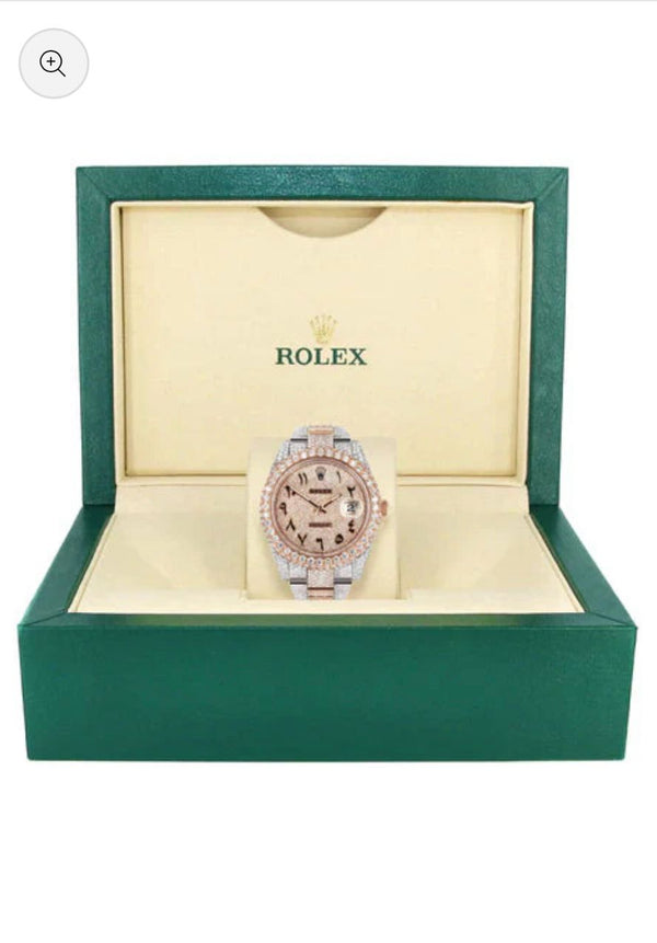 Diamond Rose Gold Iced Out Rolex Datejust