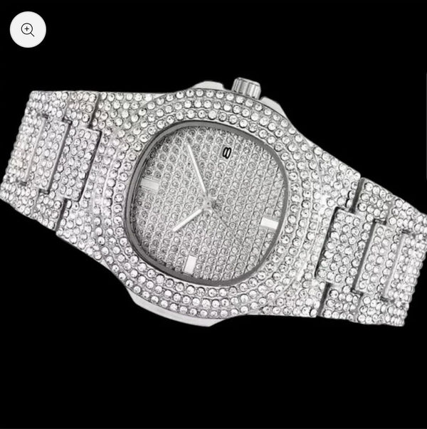 SILVER ICE OUT DIMOND PATEK PHILIPPE